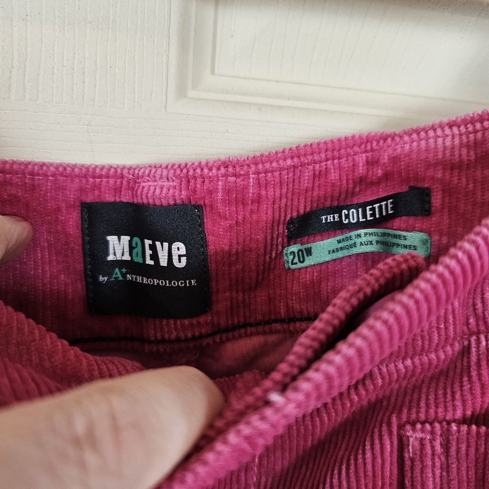 Maeve Anthropologie Colette Cropped Wide-Leg Corduroy Pants Barbiecore - Picture 4 of 8